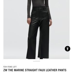 Zara size 2 black faux leather marine pant